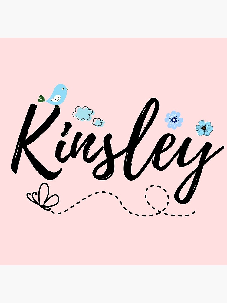 "Kinsley Name Baby Child Girl Pretty Flowers Name Design Pink Blue