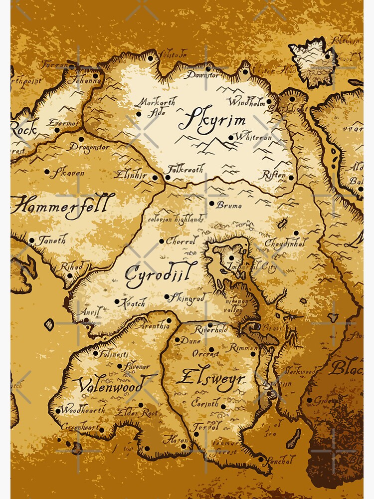 Aged Scrolls Fantasy Map, Vector Minimalist Ancient RPG DnD Tamriel Elder  ESO Online Summerset Spiral Notebook for Sale by SugaredTea