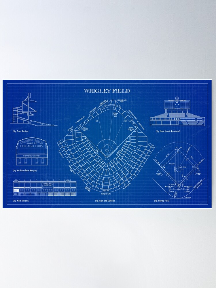 Wrigley Field Blueprint Print-