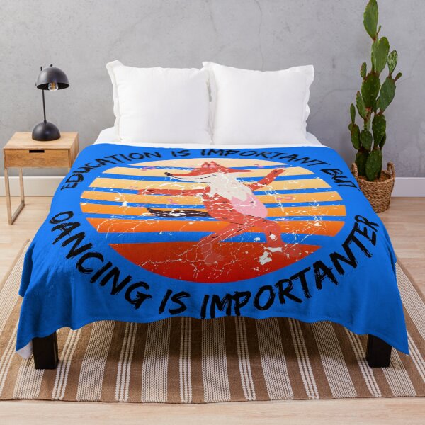 Item preview, Education Is Important But Dancing Is Importanter Grunge Retro Sunset Dancing Fox In Blue designed and sold by LuckyKermit.
