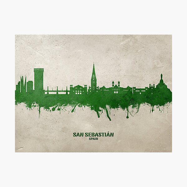 Vista previa del artículo con la obra «San Sebastian Spain Skyline», diseñado y vendido por ArtPrints.