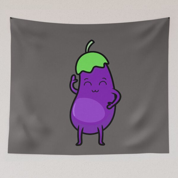 Item preview, Happy Kawaii Eggplant designed and sold by ProtonProject.