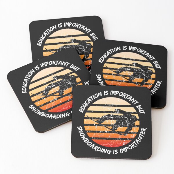 Item preview, Education Is Important But Snowboarding Is Importanter Grunge Retro Sunset Snowboard Stunt In Black designed and sold by LuckyKermit.