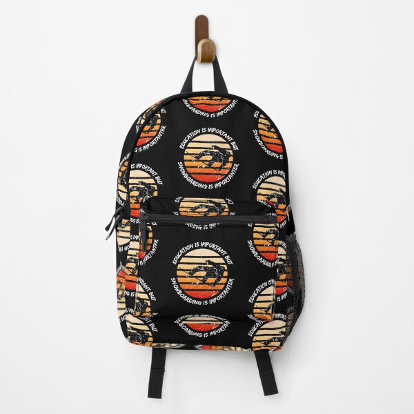 Item preview, Education Is Important But Snowboarding Is Importanter Grunge Retro Sunset Snowboard Stunt In Black designed and sold by LuckyKermit.
