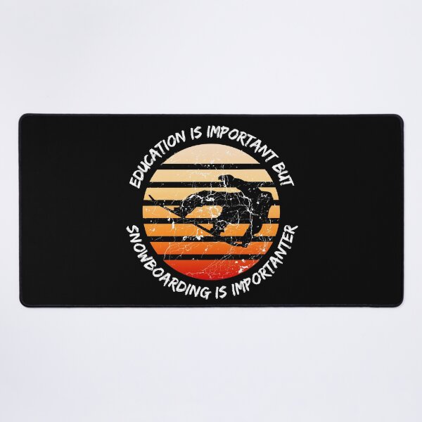 Item preview, Education Is Important But Snowboarding Is Importanter Grunge Retro Sunset Snowboard Stunt In Black designed and sold by LuckyKermit.