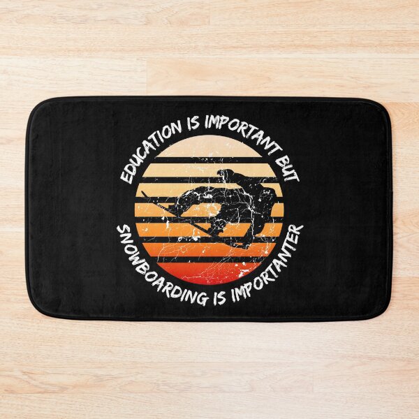 Item preview, Education Is Important But Snowboarding Is Importanter Grunge Retro Sunset Snowboard Stunt In Black designed and sold by LuckyKermit.
