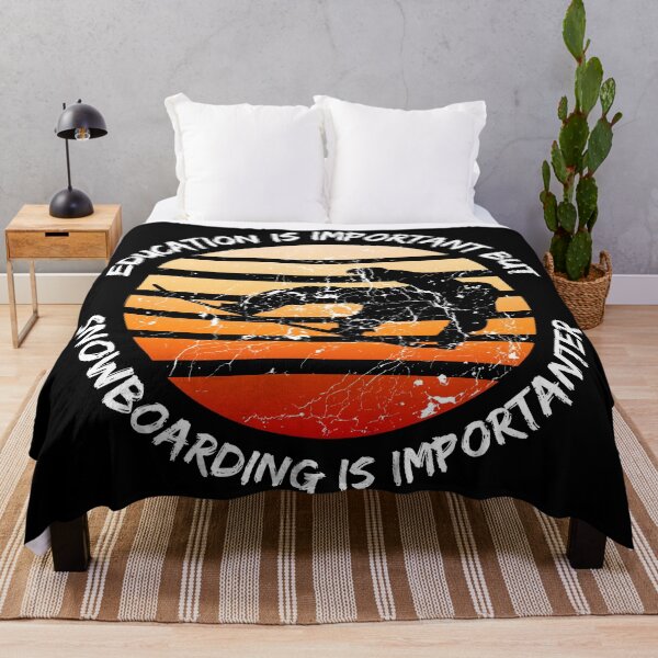 Item preview, Education Is Important But Snowboarding Is Importanter Grunge Retro Sunset Snowboard Stunt In Black designed and sold by LuckyKermit.