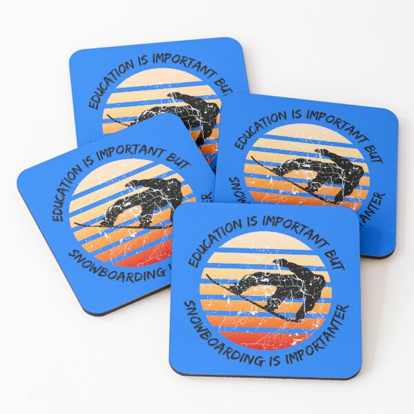 Item preview, Education Is Important But Snowboarding Is Importanter Grunge Retro Sunset Snowboard Stunt In Blue designed and sold by LuckyKermit.