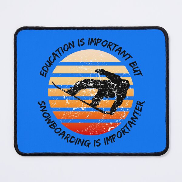 Item preview, Education Is Important But Snowboarding Is Importanter Grunge Retro Sunset Snowboard Stunt In Blue designed and sold by LuckyKermit.