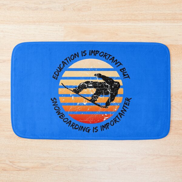 Item preview, Education Is Important But Snowboarding Is Importanter Grunge Retro Sunset Snowboard Stunt In Blue designed and sold by LuckyKermit.