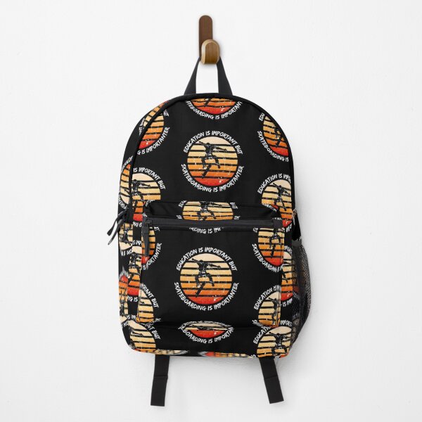 Item preview, Education Is Important But Skateboarding Is Importanter Grunge Retro Sunset Skateboard Stunt In Black designed and sold by LuckyKermit.