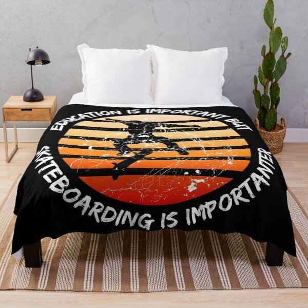Item preview, Education Is Important But Skateboarding Is Importanter Grunge Retro Sunset Skateboard Stunt In Black designed and sold by LuckyKermit.