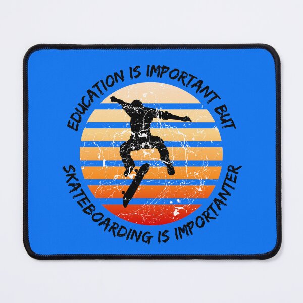 Item preview, Education Is Important But Skateboarding Is Importanter Grunge Retro Sunset Skateboard Stunt In Blue designed and sold by LuckyKermit.