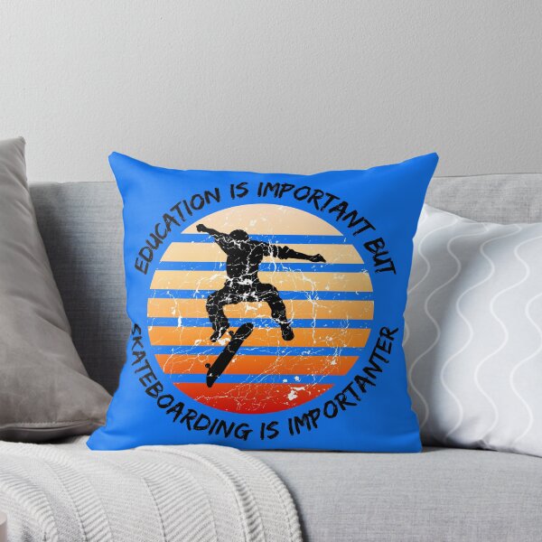 Item preview, Education Is Important But Skateboarding Is Importanter Grunge Retro Sunset Skateboard Stunt In Blue designed and sold by LuckyKermit.