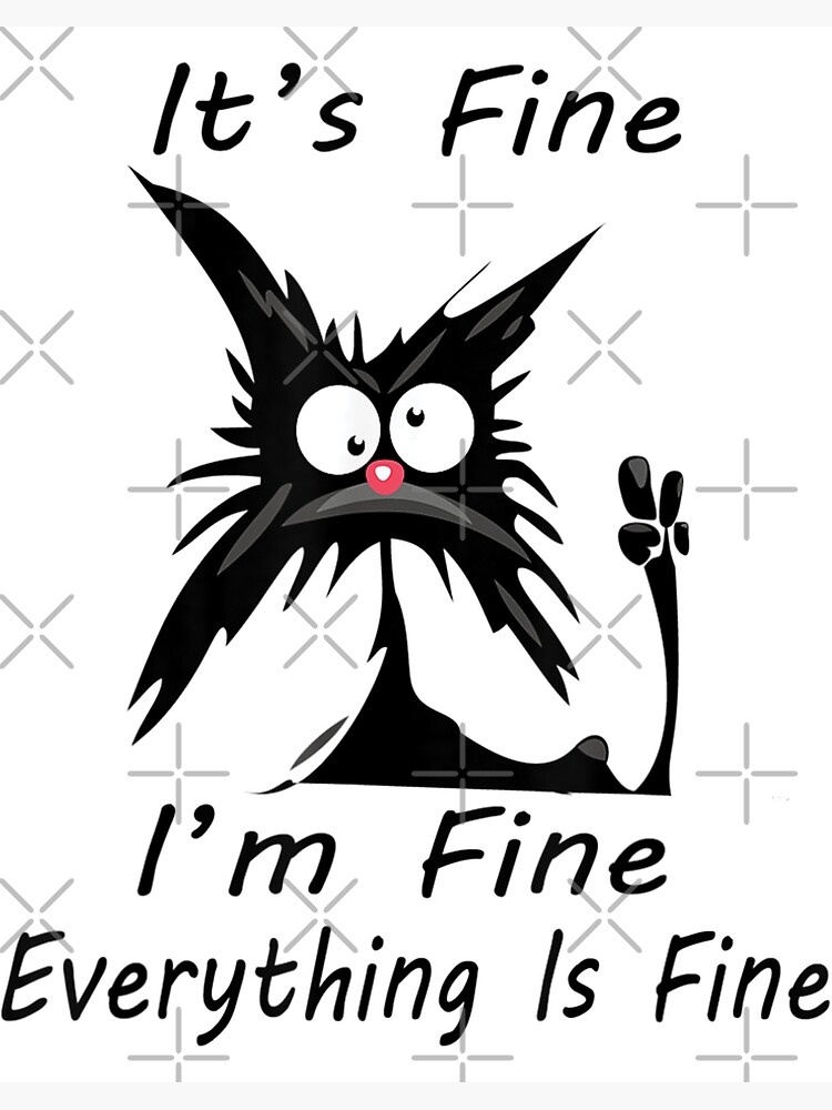 Its Fine Im Fine Everything Is Fine Meme Silly Cat Poster For Sale By