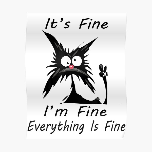 "Its Fine Im Fine Everything Is Fine Meme Silly Cat" Poster for Sale by zacben Redbubble