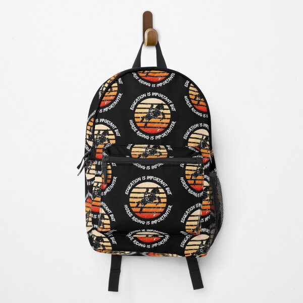 Item preview, Education Is Important But Horse Riding Is Importanter Grunge Retro Sunset Horse Rearing In Black designed and sold by LuckyKermit.