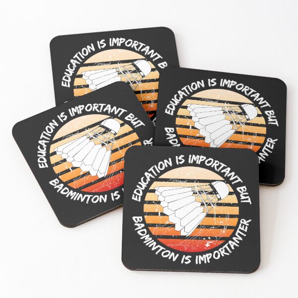 Item preview, Education Is Important But Badminton Is Importanter Grunge Retro Sunset Shuttlecock In Black designed and sold by LuckyKermit.
