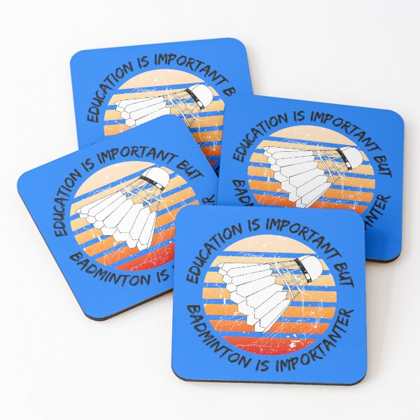 Item preview, Education Is Important But Badminton Is Importanter Grunge Retro Sunset Shuttlecock In Blue designed and sold by LuckyKermit.