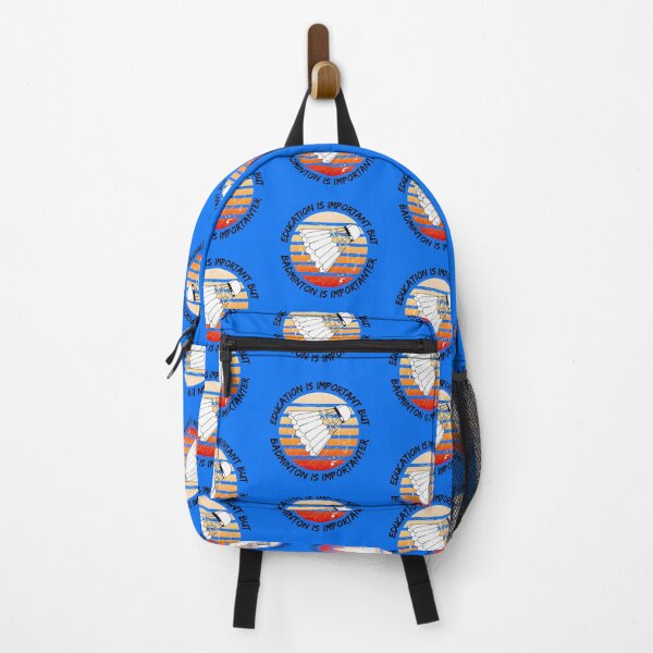 Item preview, Education Is Important But Badminton Is Importanter Grunge Retro Sunset Shuttlecock In Blue designed and sold by LuckyKermit.