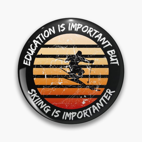 Item preview, Education Is Important But Skiing Is Importanter Grunge Retro Sunset Ski Stunt In Black designed and sold by LuckyKermit.