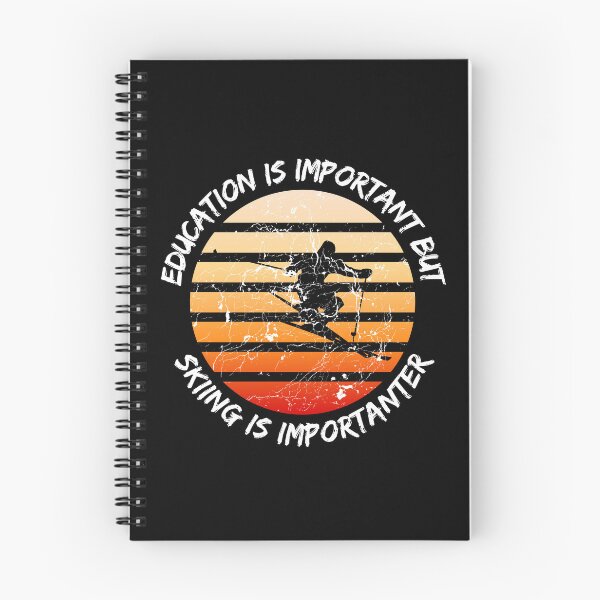 Item preview, Education Is Important But Skiing Is Importanter Grunge Retro Sunset Ski Stunt In Black designed and sold by LuckyKermit.
