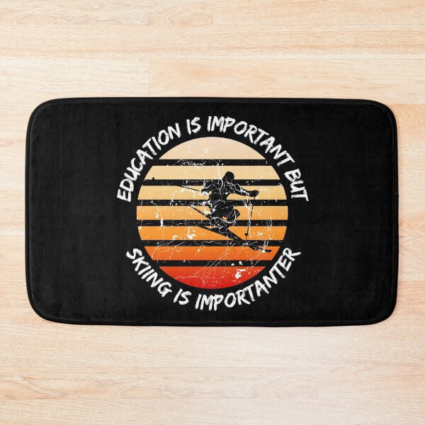 Item preview, Education Is Important But Skiing Is Importanter Grunge Retro Sunset Ski Stunt In Black designed and sold by LuckyKermit.