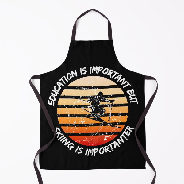 Item preview, Education Is Important But Skiing Is Importanter Grunge Retro Sunset Ski Stunt In Black designed and sold by LuckyKermit.