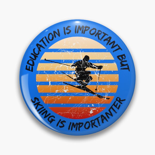 Item preview, Education Is Important But Skiing Is Importanter Grunge Retro Sunset Ski Stunt In Blue designed and sold by LuckyKermit.