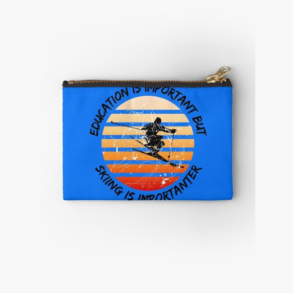 Item preview, Education Is Important But Skiing Is Importanter Grunge Retro Sunset Ski Stunt In Blue designed and sold by LuckyKermit.