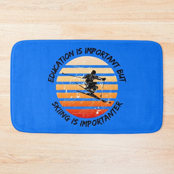 Item preview, Education Is Important But Skiing Is Importanter Grunge Retro Sunset Ski Stunt In Blue designed and sold by LuckyKermit.