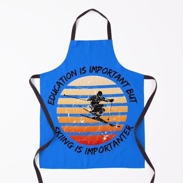 Item preview, Education Is Important But Skiing Is Importanter Grunge Retro Sunset Ski Stunt In Blue designed and sold by LuckyKermit.