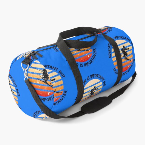 Item preview, Education Is Important But Skiing Is Importanter Grunge Retro Sunset Ski Stunt In Blue designed and sold by LuckyKermit.