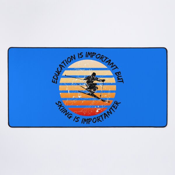 Item preview, Education Is Important But Skiing Is Importanter Grunge Retro Sunset Ski Stunt In Blue designed and sold by LuckyKermit.