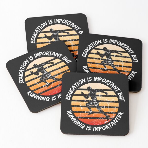 Item preview, Education Is Important But Running Is Importanter Grunge Retro Sunset Marathon Man In Black designed and sold by LuckyKermit.