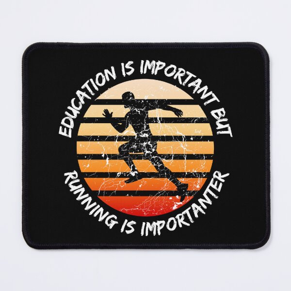 Item preview, Education Is Important But Running Is Importanter Grunge Retro Sunset Marathon Man In Black designed and sold by LuckyKermit.