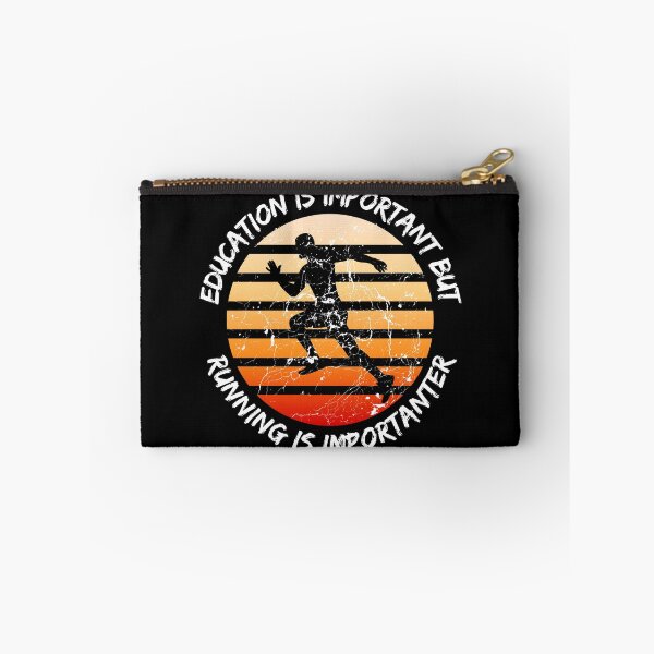 Item preview, Education Is Important But Running Is Importanter Grunge Retro Sunset Marathon Man In Black designed and sold by LuckyKermit.