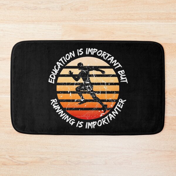 Item preview, Education Is Important But Running Is Importanter Grunge Retro Sunset Marathon Man In Black designed and sold by LuckyKermit.