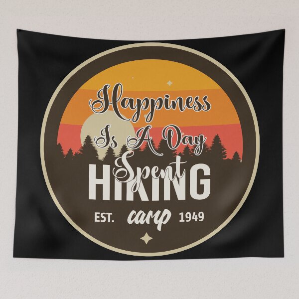 Item preview, Happiness Is A Day Spent Hiking Vintage Design designed and sold by amersoliman.