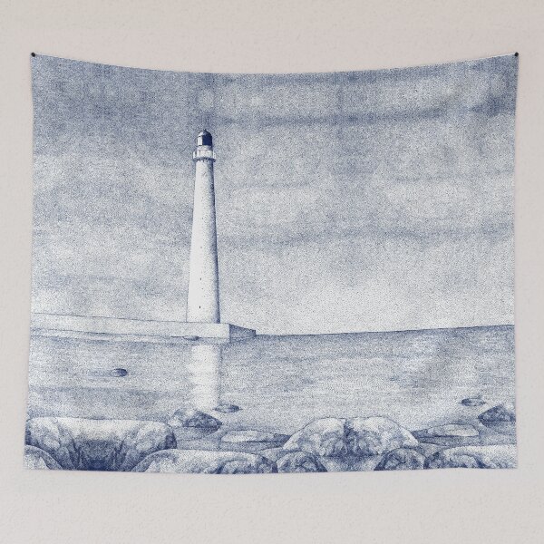 Item preview, White lighthouse in blue designed and sold by 7115.