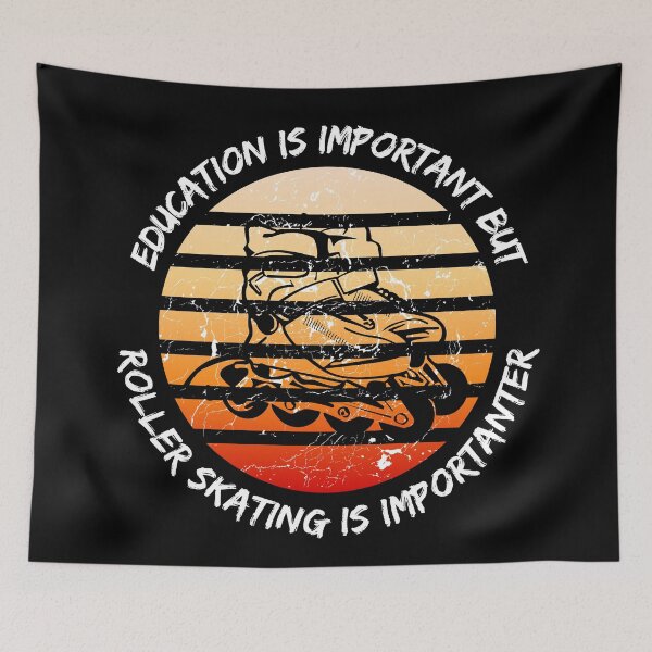 Item preview, Education Is Important But Roller Skating Is Importanter Grunge Retro Sunset Roller Skates In Black designed and sold by LuckyKermit.