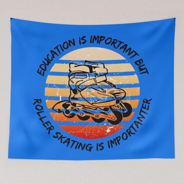 Item preview, Education Is Important But Roller Skating Is Importanter Grunge Retro Sunset Roller Skates In Blue designed and sold by LuckyKermit.
