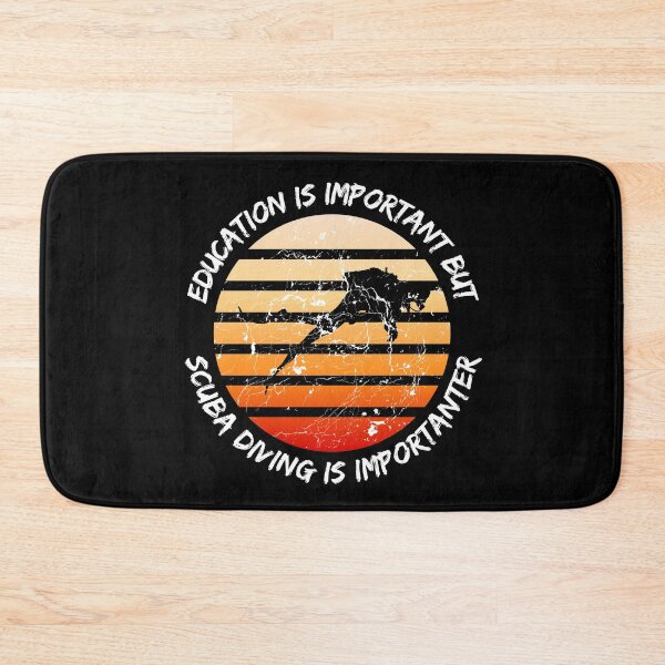 Item preview, Education Is Important But Scuba Diving Is Importanter Grunge Retro Sunset Scuba Diver In Black designed and sold by LuckyKermit.