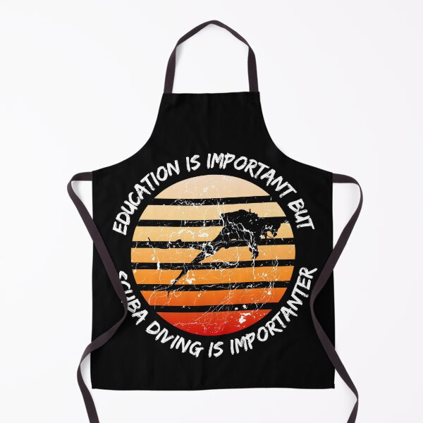 Item preview, Education Is Important But Scuba Diving Is Importanter Grunge Retro Sunset Scuba Diver In Black designed and sold by LuckyKermit.