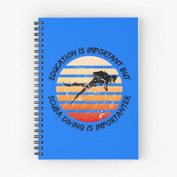 Item preview, Education Is Important But Scuba Diving Is Importanter Grunge Retro Sunset Scuba Diver In Blue designed and sold by LuckyKermit.
