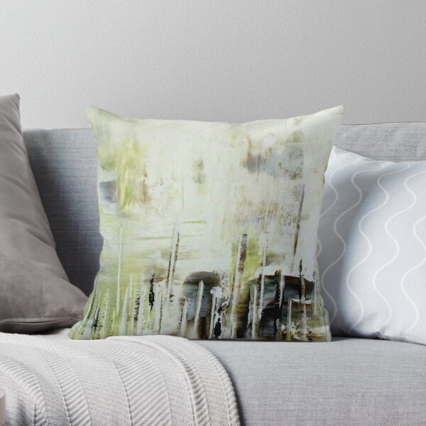 Gray White and Cream - Line Up Throw Pillow