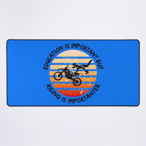 Item preview, Education Is Important But Riding Is Importanter Grunge Retro Sunset Crazy Rider Stunt In Blue designed and sold by LuckyKermit.