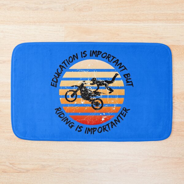 Item preview, Education Is Important But Riding Is Importanter Grunge Retro Sunset Crazy Rider Stunt In Blue designed and sold by LuckyKermit.