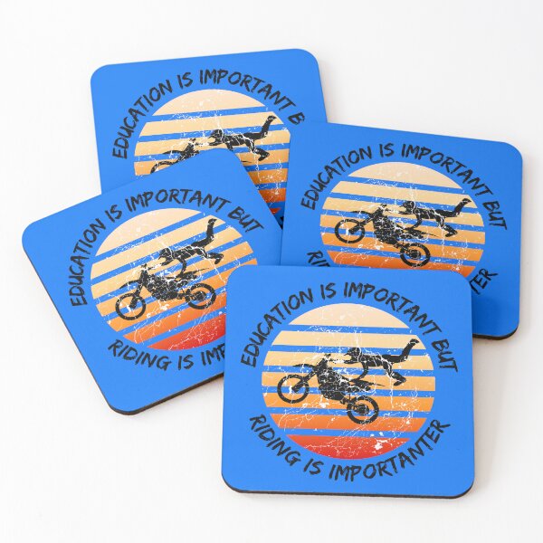 Item preview, Education Is Important But Riding Is Importanter Grunge Retro Sunset Crazy Rider Stunt In Blue designed and sold by LuckyKermit.