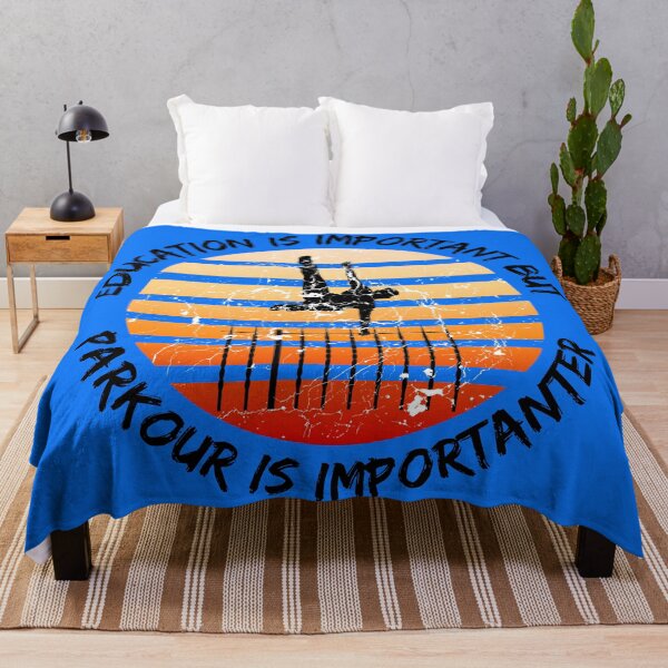 Item preview, Education Is Important But Parkour Is Importanter Grunge Retro Sunset Vault In Blue designed and sold by LuckyKermit.